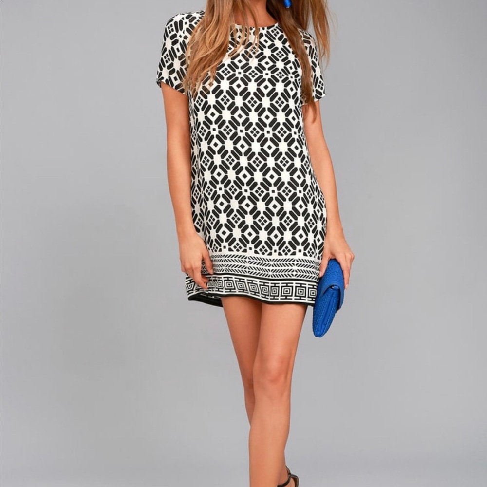 Black and white shift dress